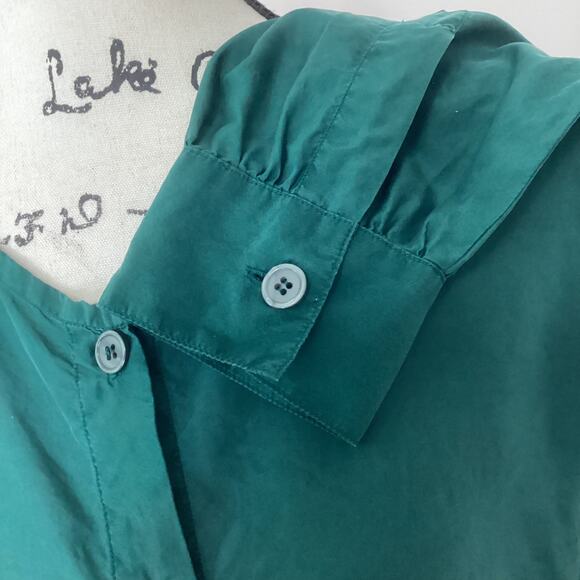 Vintage Quarters Tunic Top Silk Drawstring Drop Waist Button Front Oversized 90s - Picture 4 of 13